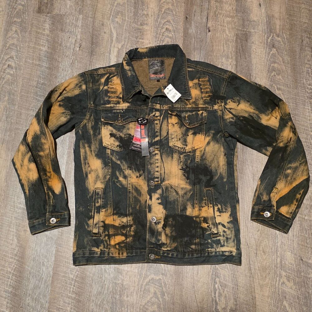 Lion Dynasty Tie Dye Denim Jacket Youth XL Streetwear Style Tie-Dye NWT School